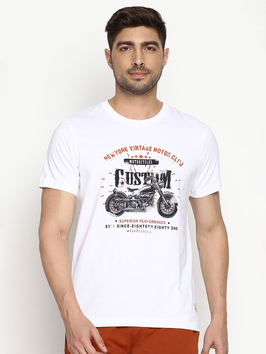 Van Heusen Innerwear Athleisure NV Chest Print Crew Neck Short Sleeve Lounge Tshirt