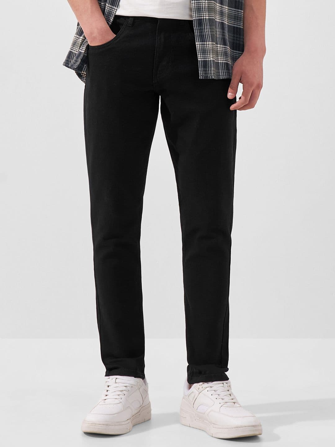 HIGHLANDER Men Black Skinny Fit Mid-Rise Clean Look Jeans
