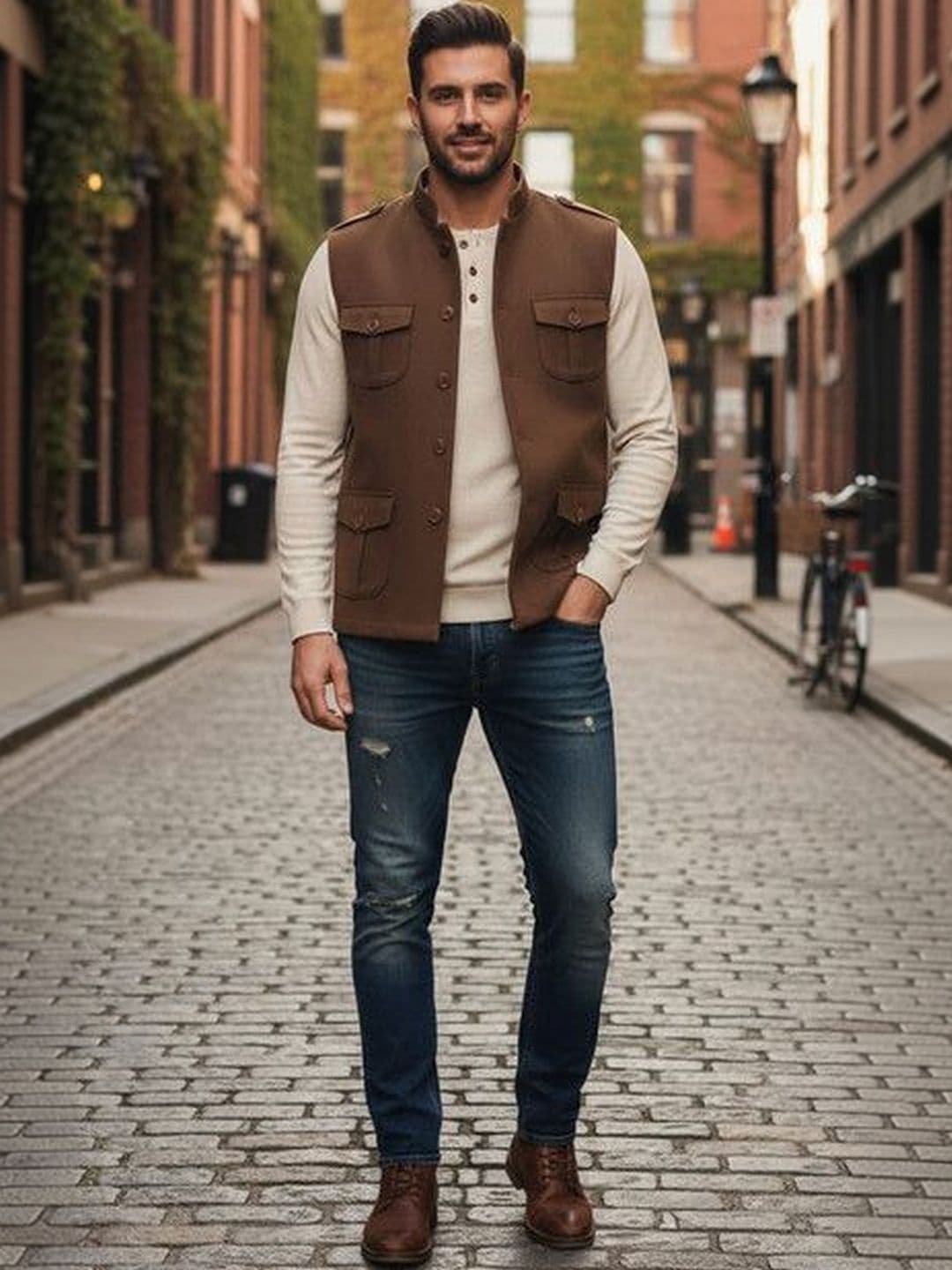 BuaGi Collection Mandarin Collar Tailored Jacket