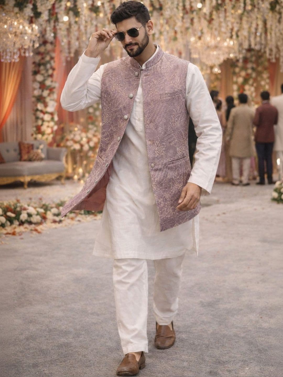 House of Pataudi Men Polyester Nehru Jackets