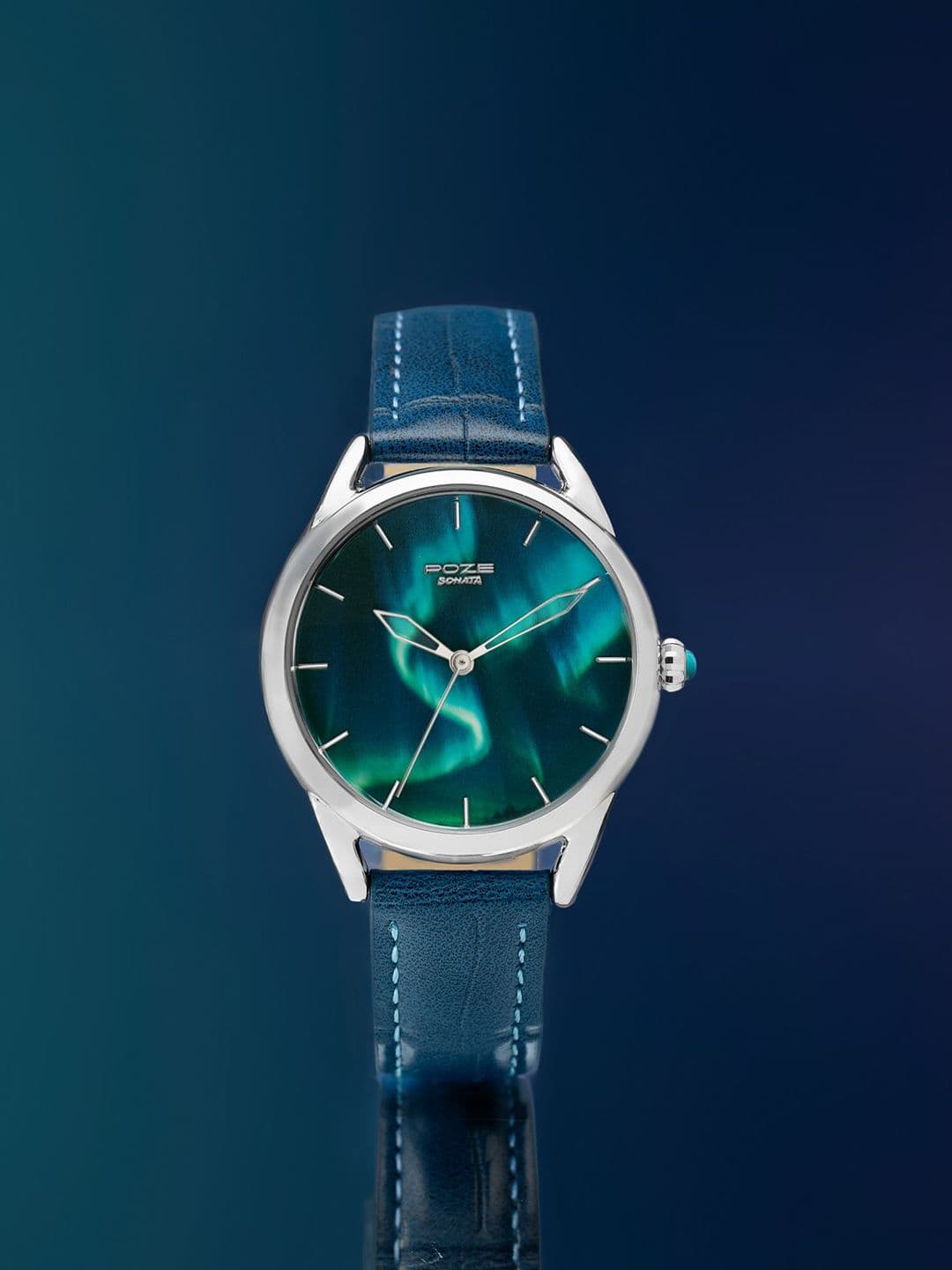 Sonata Unisex Northern Lights inspired Poze Quartz Analog Blue Dial Watch - SP70100SL01W