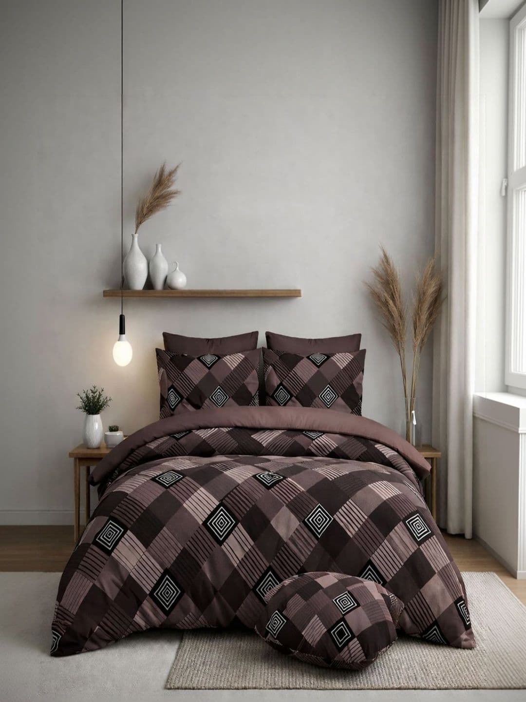 Myntra Elegant Homes Black Floral 300 TC Queen Bedsheet with 2 Pillow Covers