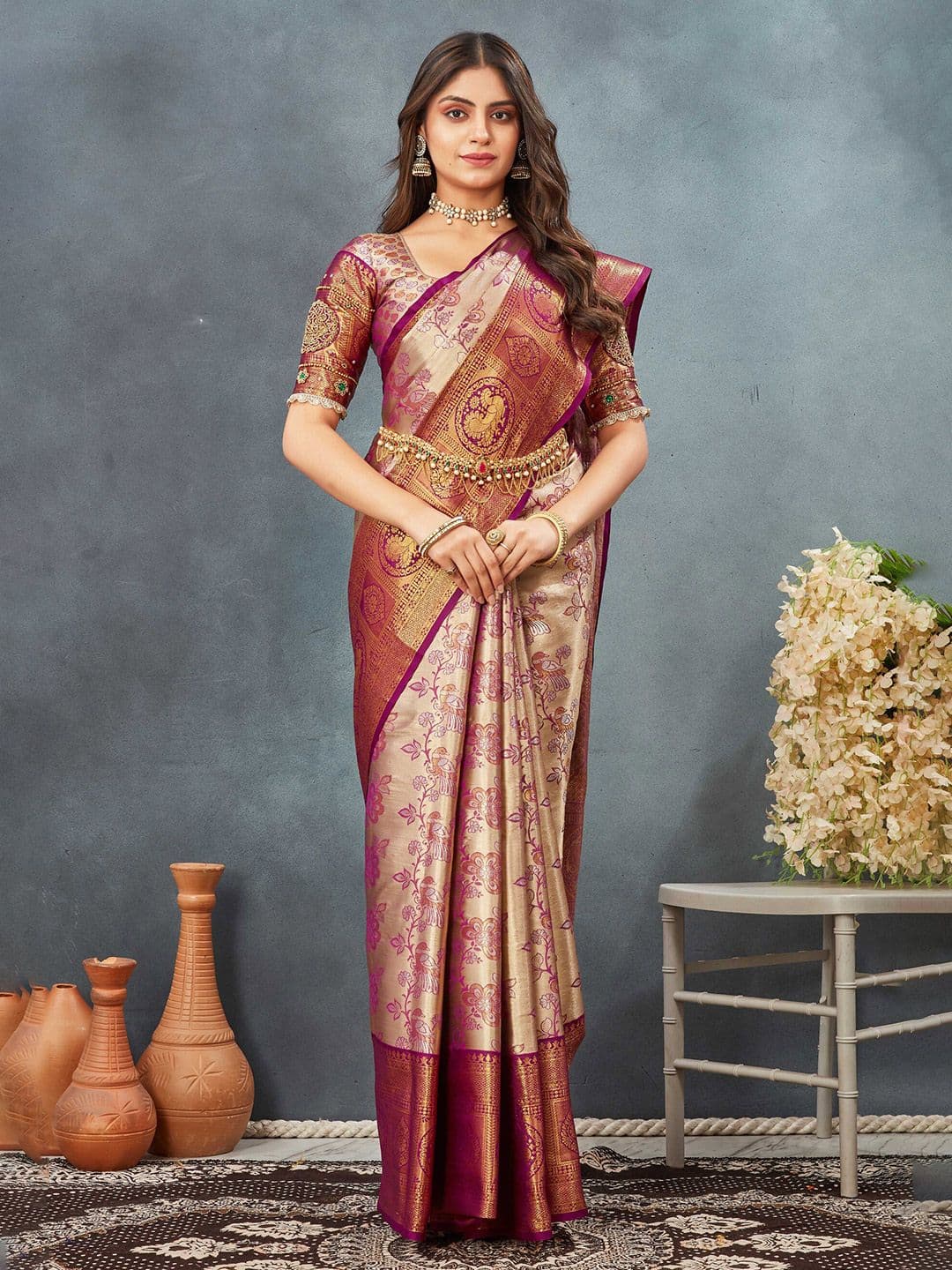 Tankori Woven Design Zari Dharmavaram Saree