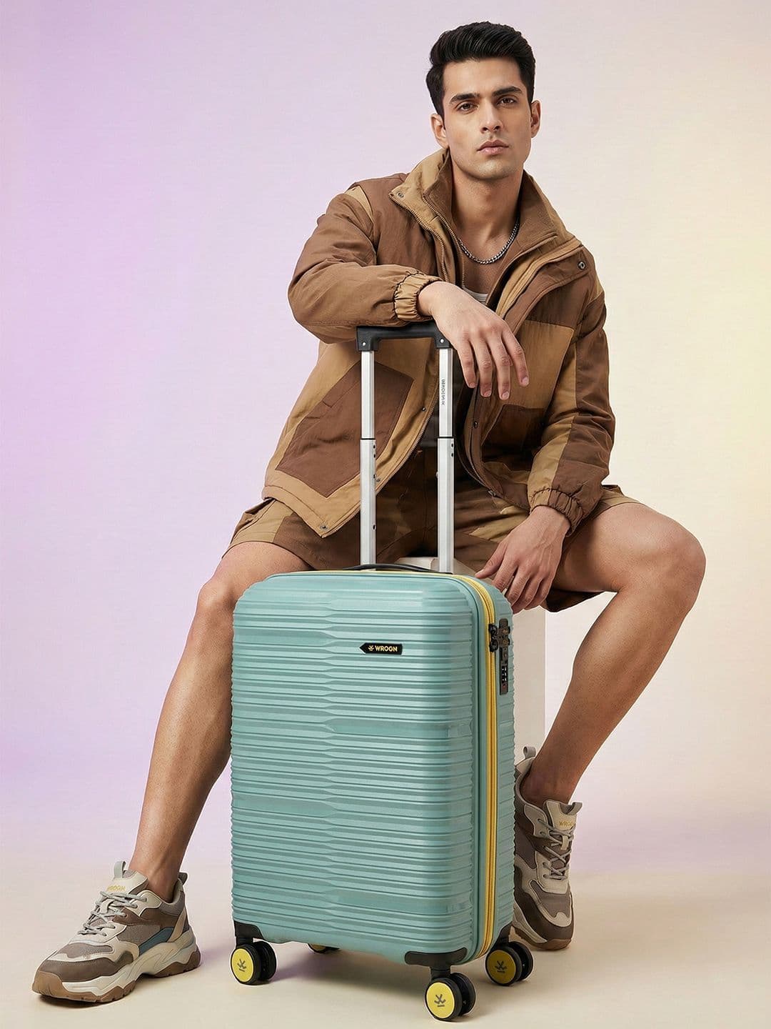 WROGN Magnite Textured Cabin Hard Suitcase Trolley Bag- 50L