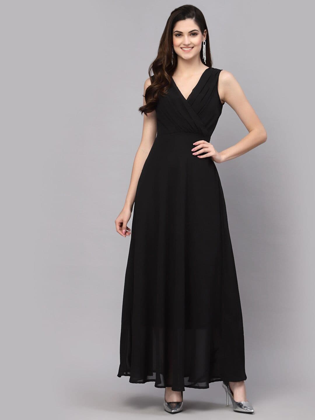 aayu V Neck Sleeveless Georgette Maxi Dress