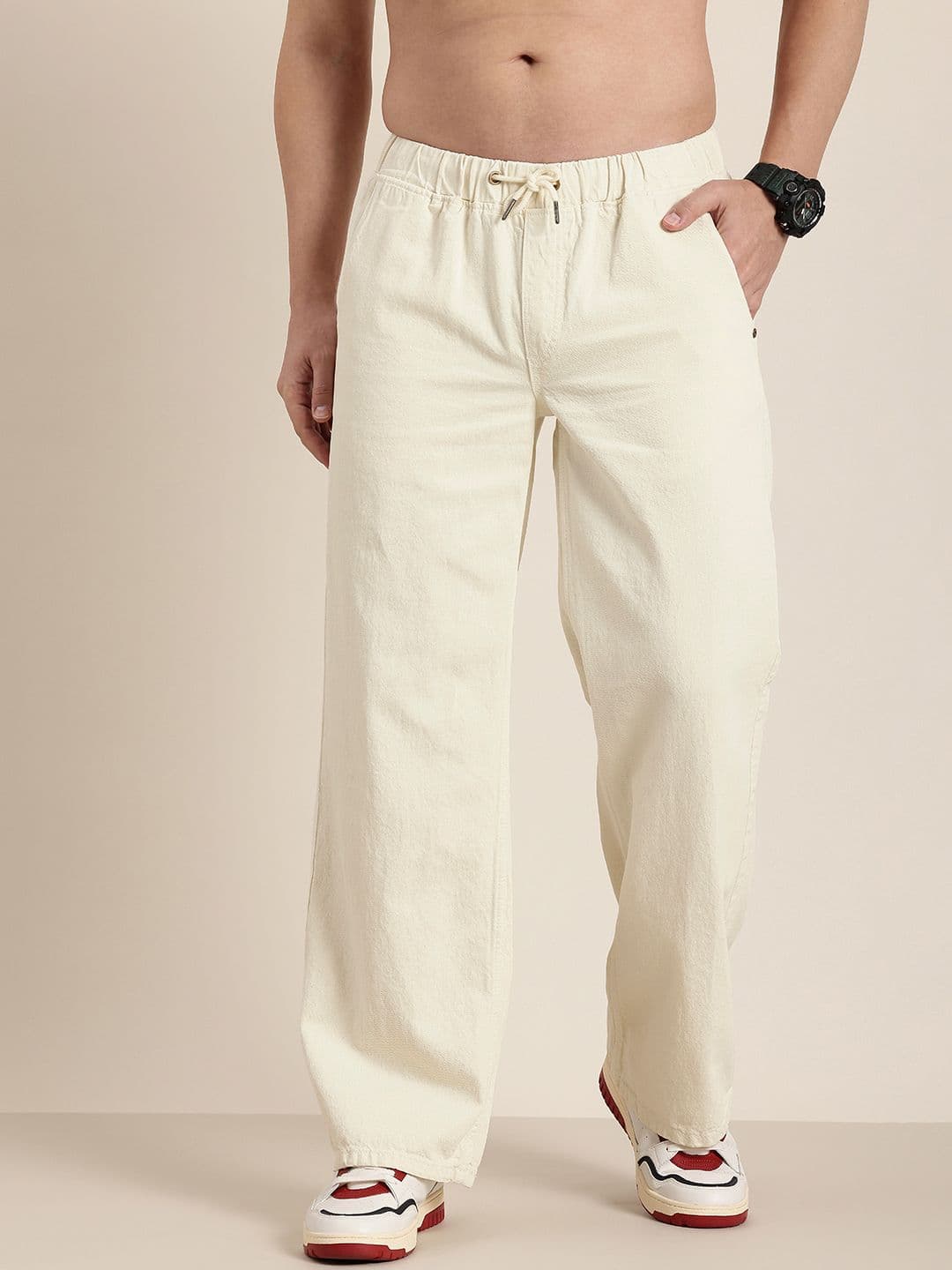 HERE&NOW Men Pure Cotton Baggy Fit Jeans