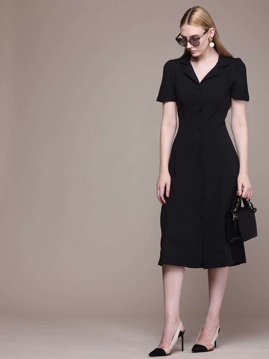 French Connection Shirt Style Midi Dress