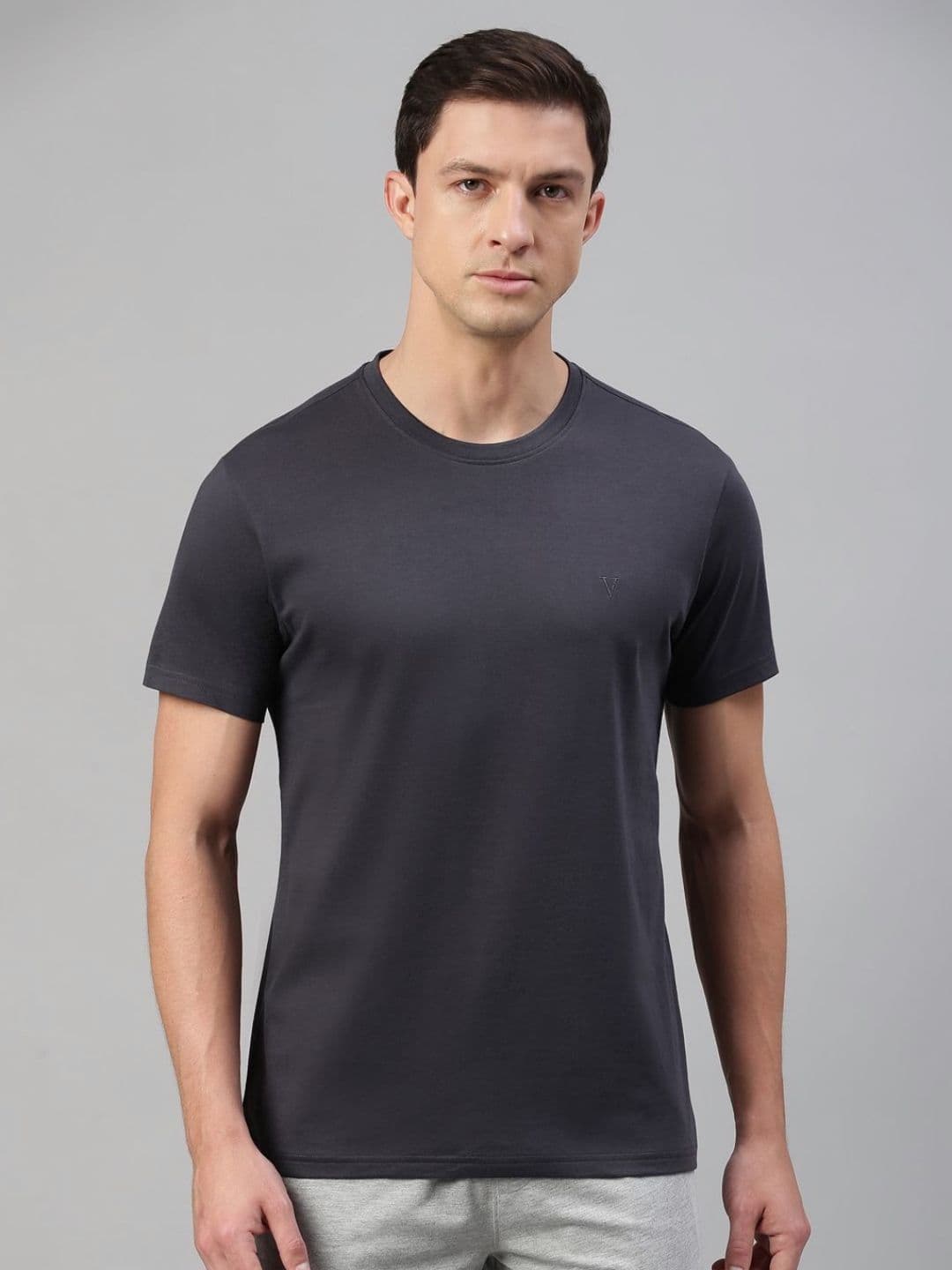 Van Heusen Innerwear Van Heusen Men Cotton Crew Neck Solid Regular Fit Short Sleeves Lounge Tshirt