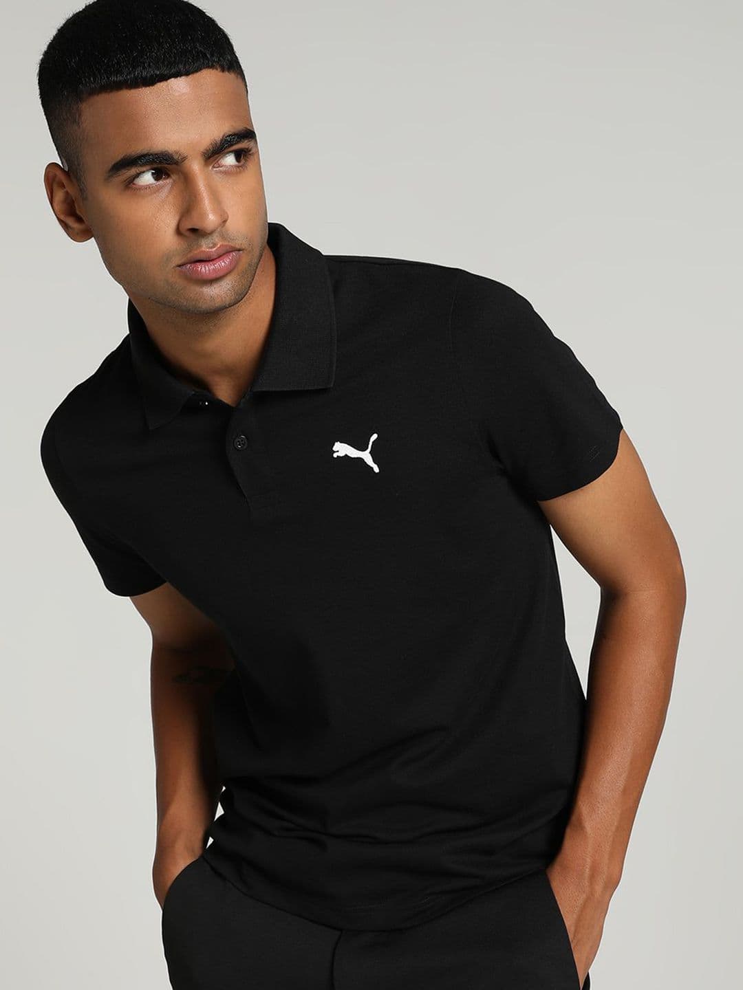 Puma Mens Logo Polo - Black