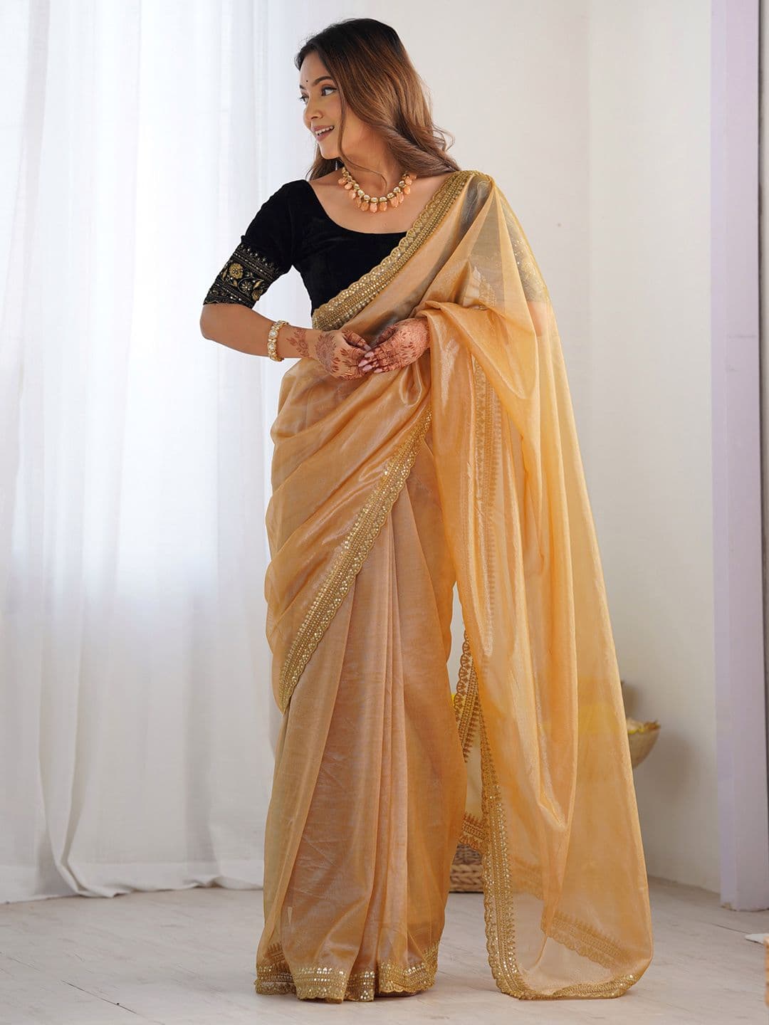Anouk Sequinned Net Designer Saree