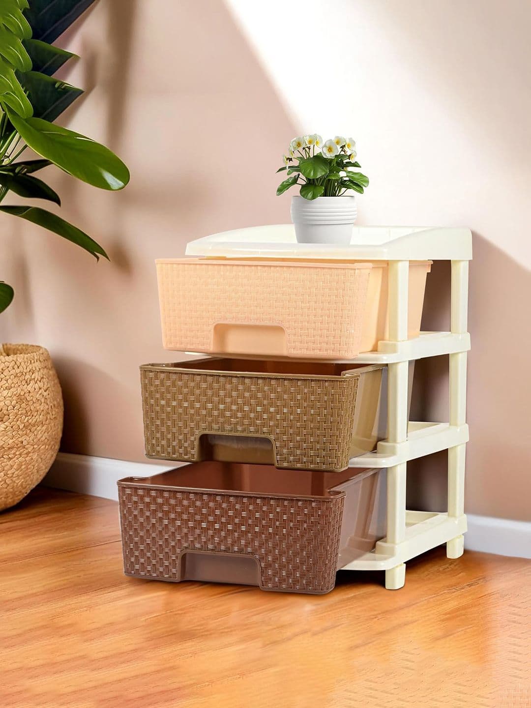 Myntra Elegant Homes Brown 3-Tier Multi-Utility Drawers Organiser