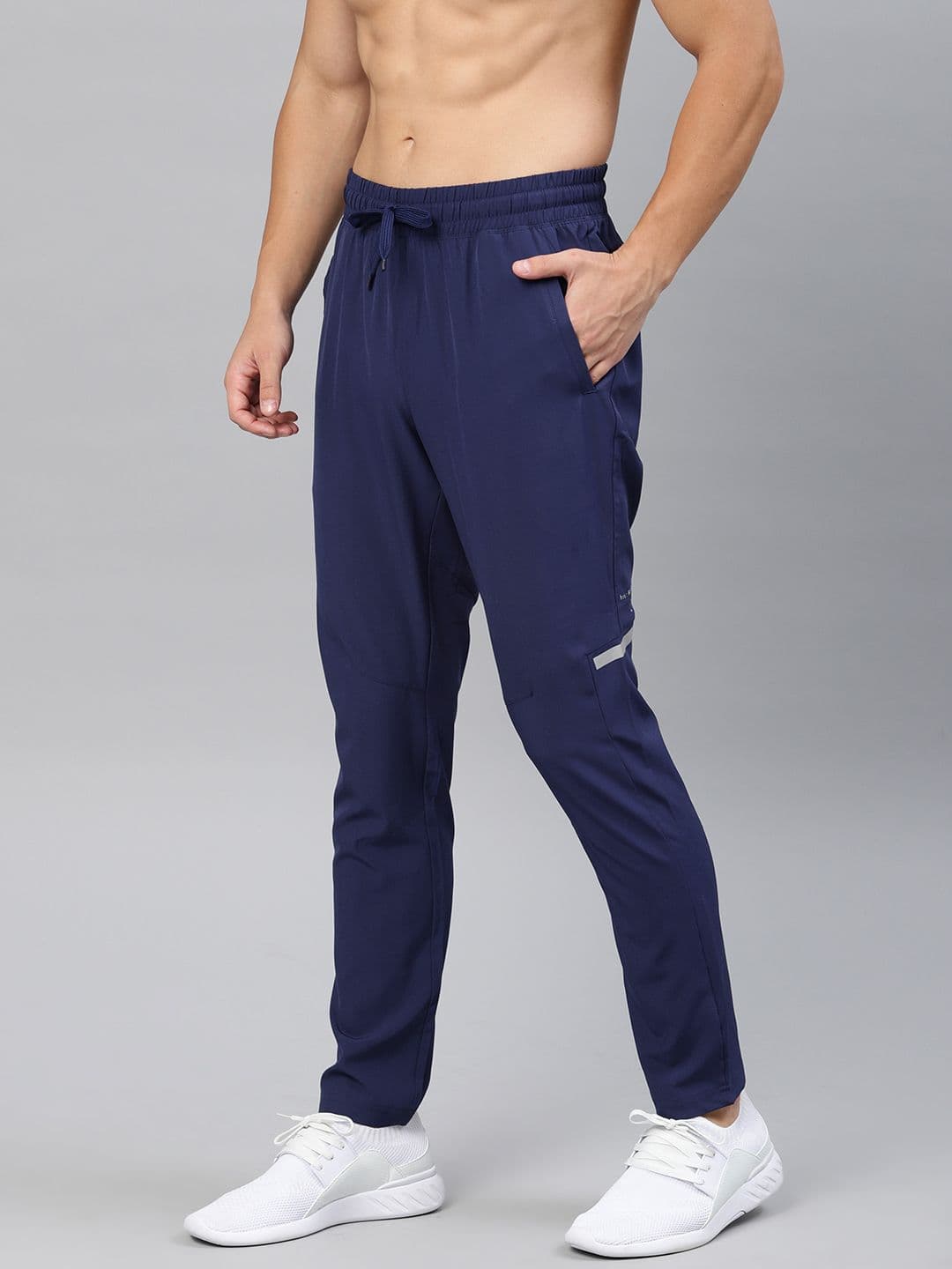 HRX by Hrithik Roshan Men Blue Solid Slim Fit Rapid-Dry Running Track Pants