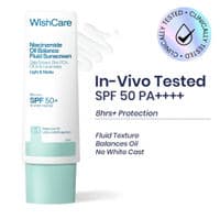 WishCare Niacinamide Oil Balance Fluid Face Sunscreen for Oily Skin with SPF50 PA++++ In-Vivo Tested