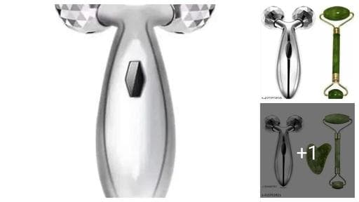 Manual Non Electric Face Body Roller Massager, 3D Roller Face Massager With Anti Aging 100% Natural Jade Facial Roller Healing Slimming Massage