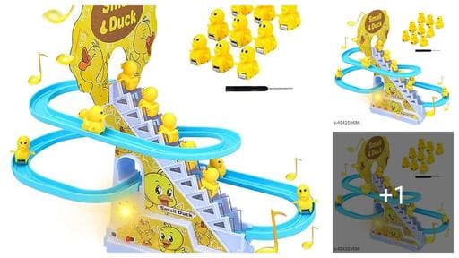 Small Duck Penguin Electronic Climbing Stairs Track Toy Light Musical Slide Track Coaster Toy Educational Fun Toys Gifts