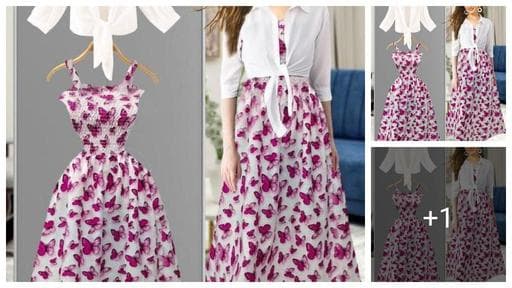 Classic elegant woman and girls dress