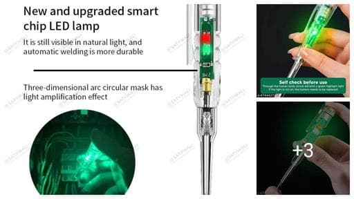 OMKARZONE® Intelligent Voltage Tester Pen, Copper Electric Screwdriver with Induction Power Detector, Circuit Indicator for AC24-250V DC12-24V, Non-rechargeable Button Battery, Room Electrical Hard Wi