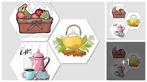 Wall Art Wooden Hexagon Kitchen Wall Hanging Home Decor Decorative Items Set Of 3