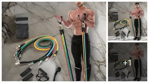 11pcs Resistance Bands Set for Men & Women | Adjustable Workout Bands with Handles, Door Anchor, and Ankle Straps | Elastic Bands for Home Exercise, Strength Training & Pull-Ups | Gym Equipment for Fu