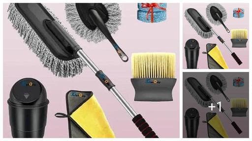 GLEAMIFY 6 PCs Microfiber Car Duster with Long Handle Car Cleaning Brush mini , Car Cleaning Cloth Car Exteriror and Interiror Ac Vent Cleaner Brush , Glass Wash Cleaning tablet (5psc ) , Car Mnini Du