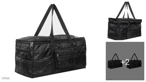 Sunesh Creation Nylon Fabric Foldable Waterproof Travel Bag/Duffle Bag with Zip Closer Travel Duffel Bag (Black, Size: 51x27x25cm)