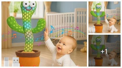 Dancing Cactus Toy Kids Talking Singing Wriggle Children Plush Electronic Toys Baby Voice Recording Repeats What baby Say LED Lights ,Wriggling Electronic Toy for Kids & Toddlers, Gift for Boys & Gir