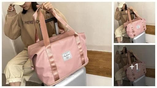 Side Hand bag Large Capacity Folding Travel Bag in PINK