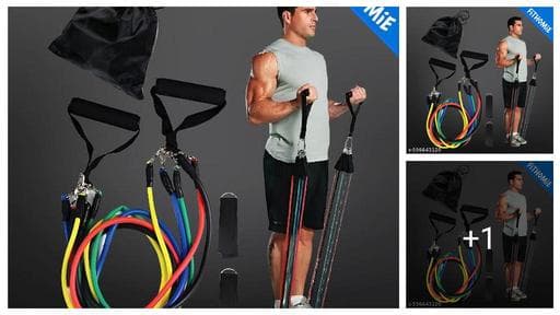 11-in-1 Resistance Bands Set for Men & Women | Exercise Bands with Door Anchor, Foam Handles, Ankle Straps & Carry Bag | Full Body Workout Bands for Home Gym | Resistance Tubes for Strength Training,