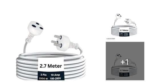 MS Male-Female Extension Cord | High-Conductivity Copper Wires | Multipurpose | Suitable for Computers, Televisions, Kitchen Appliances, Tools and more. (3 Pin 2.5 Meter PVC)