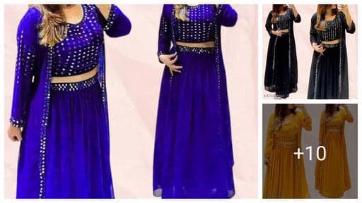 Lavender pink color gown choli skirt womens long dresses for women wedding party wear festival bollywood gown lehenga shrug latest fancy indowestern set georgette fabric embrodery work new trending se
