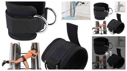 Ankle Strap for Gym Cable Machine (Pair)- Heavy D Ring Padded Ankle Band for Gym Workout | Cuff Attachment Kickbacks Leg Extension Men and Women (Black (Pack of 2)