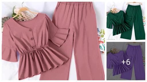 Solid Beautiful Trendy Flare Top With Pocket Palazzo For Girls