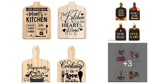 Arosha Attractive Kitchen Quotes Wooden Wall Hanging Decor for Home | Office | Living Room | Bedroom | Stylish MDF Wood Wall Artwork Item | Quotes Decor Item Set of 4 (GWSL4_527)