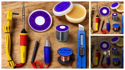 ALDECO (set of 7 ) Efficient 25w Soldering Iron Kit with Soldering Wire,Flux,Wick,Continuity Tester, Jumper Wire and Blade Cutter for Circuit,PCB & Device Repair(soldering kit, soldering gun, solderin