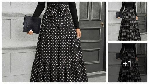 Women’s Dot Design Puff Sleeve Top & Tiered Printed Maxi Skirt Set | Stylish Co-Ord Outfit for Casual, Party, Vacation & Festive Wear