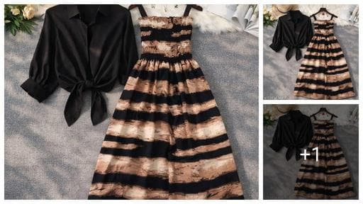 Stylish Dress with black shirt woman and girls