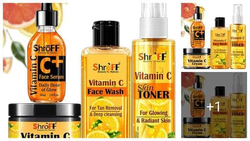 Vitamin C Skin Care Combo Kit Face Wash Toner Serum & Face Cream for Glowing Skin Brightening Anti Aging Skincare Set for Women & Men Dark Spot Removal Pigmentation Control Hydrating Whitening Facial