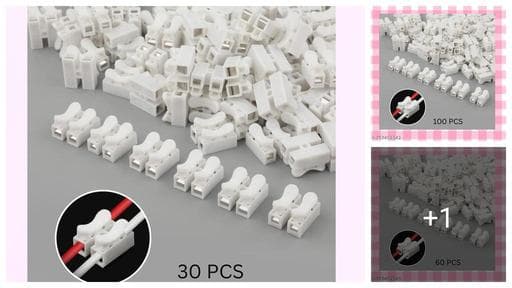 NAREVAL 2 WAY PUSH CONEECTOR (30 PCS) Wire Connectors, Quick Spring Connector, Electrical Cable Clamp Terminal Block Connector, LED Strip Light Wire Connecting