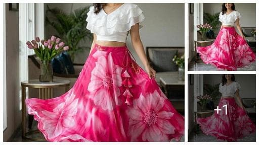 Must-Have 2026 Best Collection: Floral Organza Skirt Set | In-Demand Ruffle Sleeve Top | In-Trend Fusion Wear for Parties