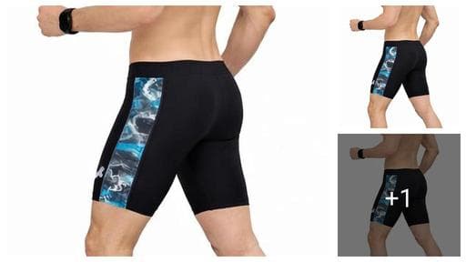 Men’s Premium Black 3D Printed Compression Tight Shorts with Blue Camouflage Side Panel | Quick Dry Stretchable Gym Running & Cycling Sports Wear