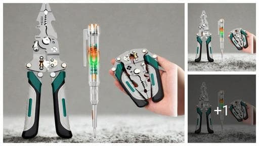 Wire Stripper and Cutter Pliers Tools For Electricians 9-in-1 Multifunctional And High-Brightness Intelligent Voltage Tester Pen Tools For Electricians Plier & Tester Combo (Pack of 2)
