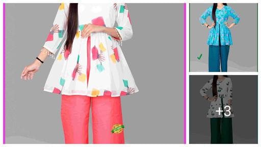 Botanical Printed Clothing Set for Womens and girls || Womens and Girls Top and Palazzo set