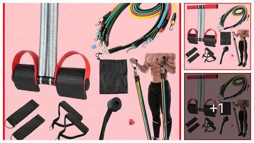 Ultimate Fitness Combo: 5-Tube Resistance Bands & Pro Steel Tummy Trimmer - Complete Exercise Equipment for Weight Loss & Muscle Toning