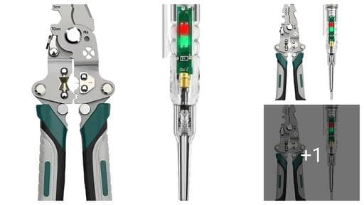 9-in-1 Multifunctional Stainless Steel Wire Plier Cutting Multi-Purpose Electrical Stripping Tool Wire Stripper and Intelligent Voltage Tester Pen Multi-function LED Test Pen (Combo)