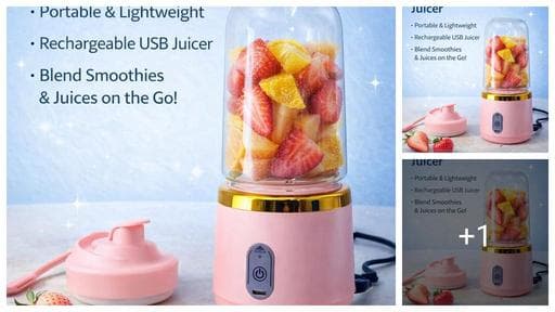 Premium Portable USB Rechargeable Fruit Juicer Bottle – High-Speed Wireless Electric Blender for Smoothies, Shakes & Juices (500ml, Multicolor)