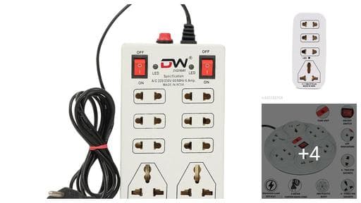 8 Sockets 2 Switches Mini Strip Extension Board with 2 Meter Cord Length