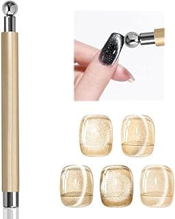 THR3E STROKES Essentials Cat Eye Magnetic for Nails Double-Head Nail Magnet Sturdy Cat Eye Magnet for Nails with Round Magnetic Bead Multifunctional Magnet for Cat Eye Gel Polish Home DIY (BALL MAGNET