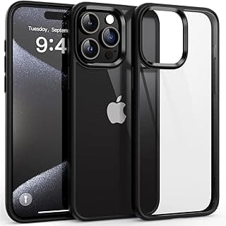CZARTECH Native Back Cover for iPhone 15 Pro Max Clear case (TPU + Tough Polycarbonate Back I 6 ft Drop Protection Tested I Matte Black - Transparent I No Yellowing)
